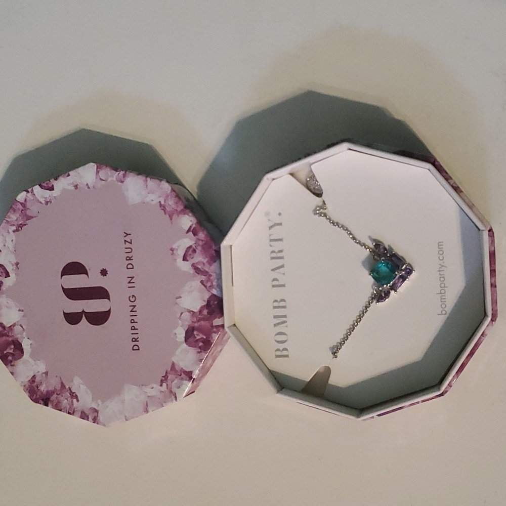 New Bomb Party genuine plated Drury stone with silver plated necklace - Picture 2 of 4